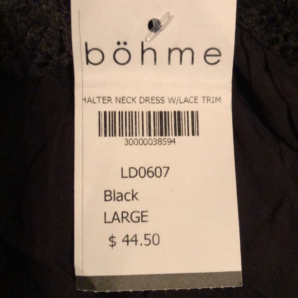 Bohme halter neck dress with lace trim black large NWT - Picture 5 of 11